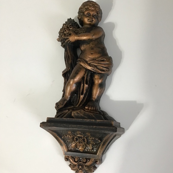 VTG Dart Syroco Cherub Wall Plaque Antiqued Copper Finish - Picture 1 of 8